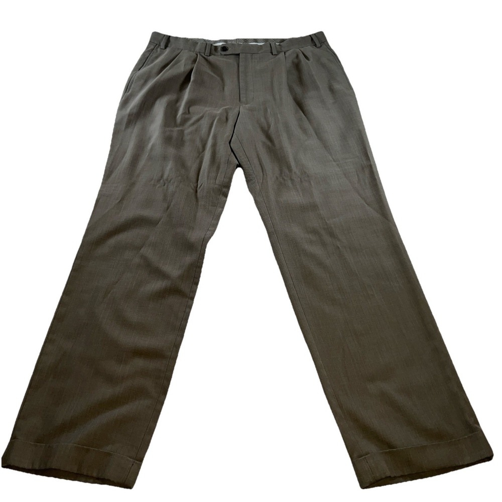 Lauren Ralph Lauren Dress Pants Men's 36x30 Olive Green Pleated Cuffed Polyester